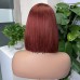 2x6 Reddish Brown Colored Straight BOB Lace Closure Virgin Human Hair Wig